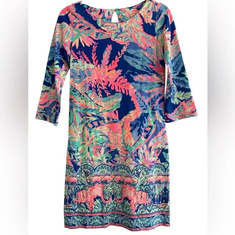 Lilly Pulitzer Bay Dress Multi Sunset Safari Size X Small